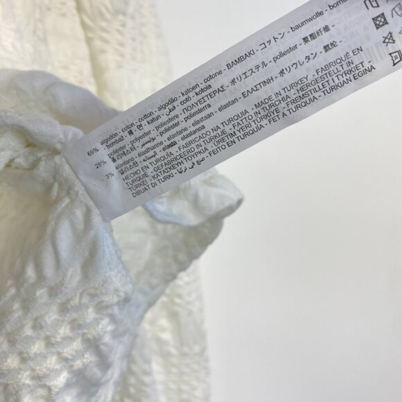 Zara White Puff Shoulder V Neck Crop Top - Picture 8 of 11